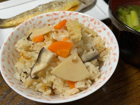 筍の水煮で、筍ご飯